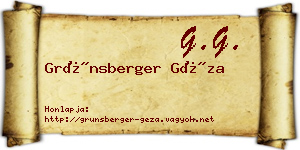 Grünsberger Géza névjegykártya